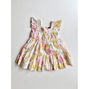 Baby Girl CYNTHIA ROWLEY Pink Yellow Floral Cotton A-Line Tent Dress, Size 24M